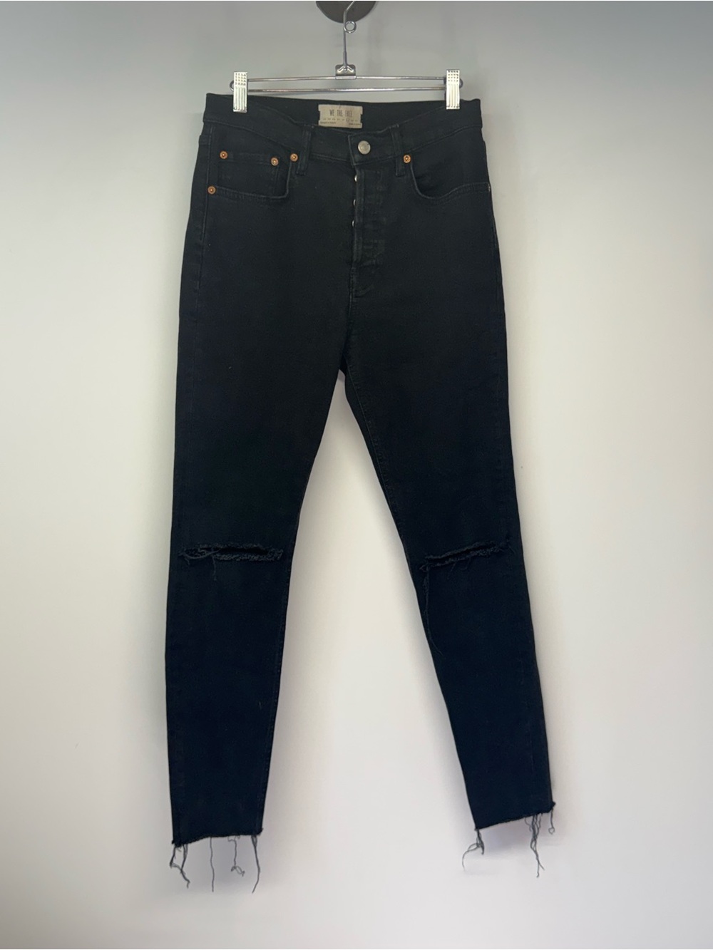 We the Free Black Distressed High-Waist Skinny Jeans 29